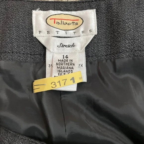 Talbots Dress Pants Women 14P Charcoal Grey Wool Stretch Straight Leg Career - Picture 6 of 7